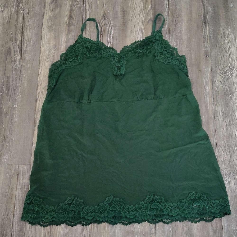Green Lace Trim Cami Top